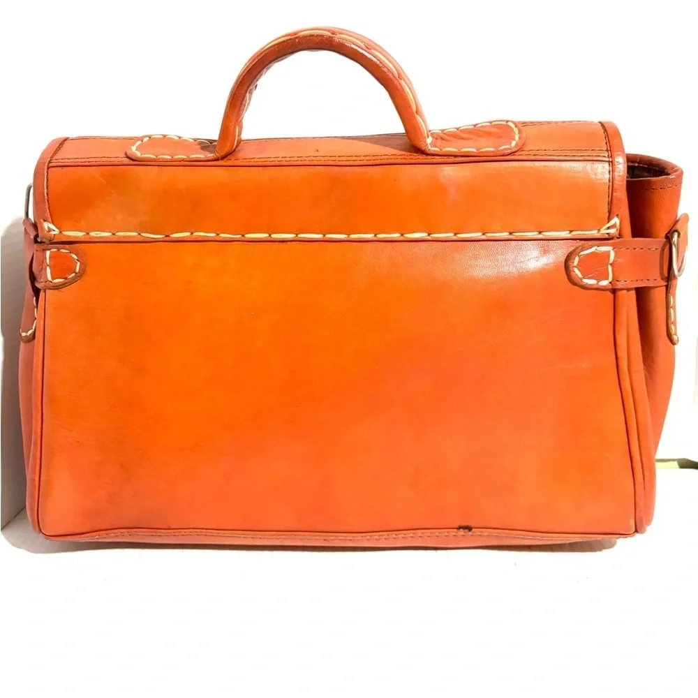 Stylish vintage unisex Orange Leather briefcase
